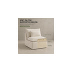 130 Inch Boneless Cloud Couch with 2 Ottomans, Compressed 4 Seat Modular Sectional Sofa, Fully Foam Couch for Large Living Room, Waffle Knit Fabric, No Hard Frame Sofa with 6 Pillows, White