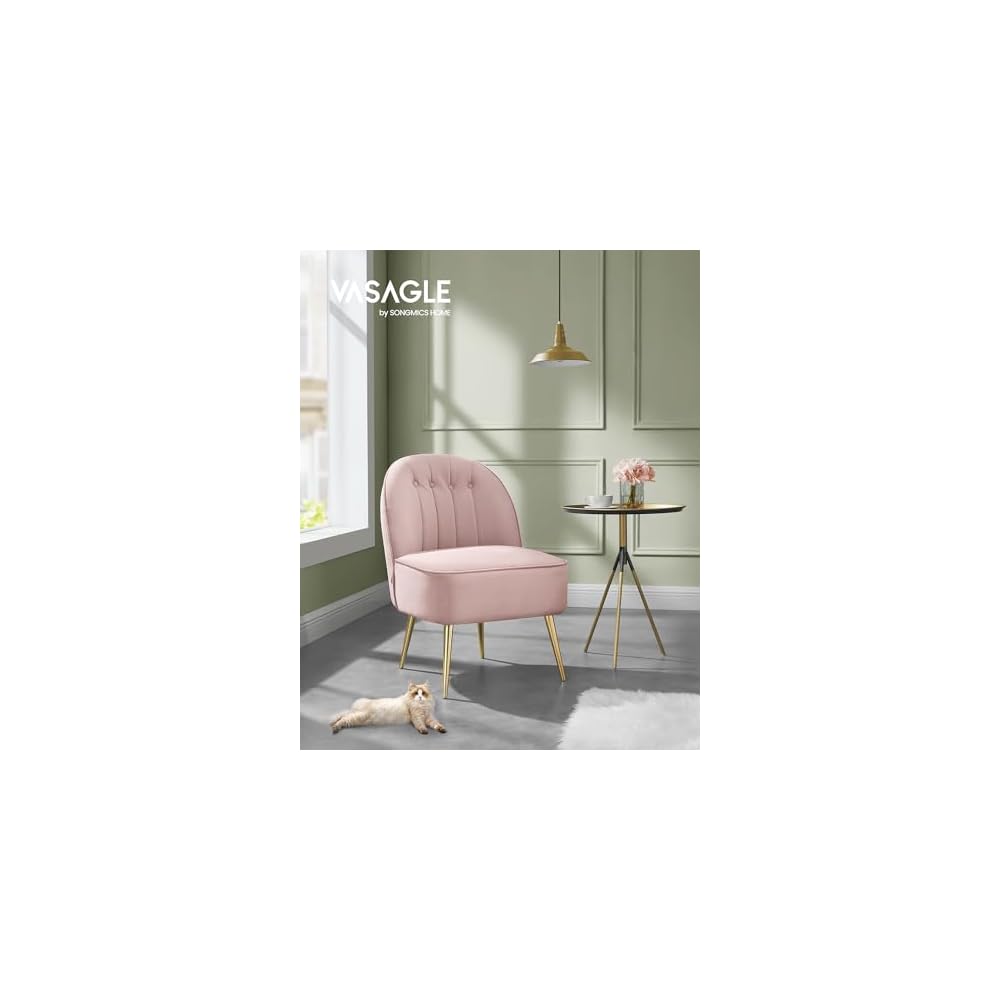 Accent Chair, Velvet Vanity Chair, Metal Legs, Shell-Shaped Back