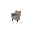 Brice Vintage Scroll Arm Studded Fabric Club Chair, Light Coffee / Dark Brown, 31D x 29.5W x 31.5H in