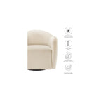 Compose Performance Velvet Swivel Armchair in Alabaster - Barrel Accent Chair - Comfy Round Single Sofa Chair with 360° Rotation - Modern Upholstered Club Chair for Living Room, Bedroom