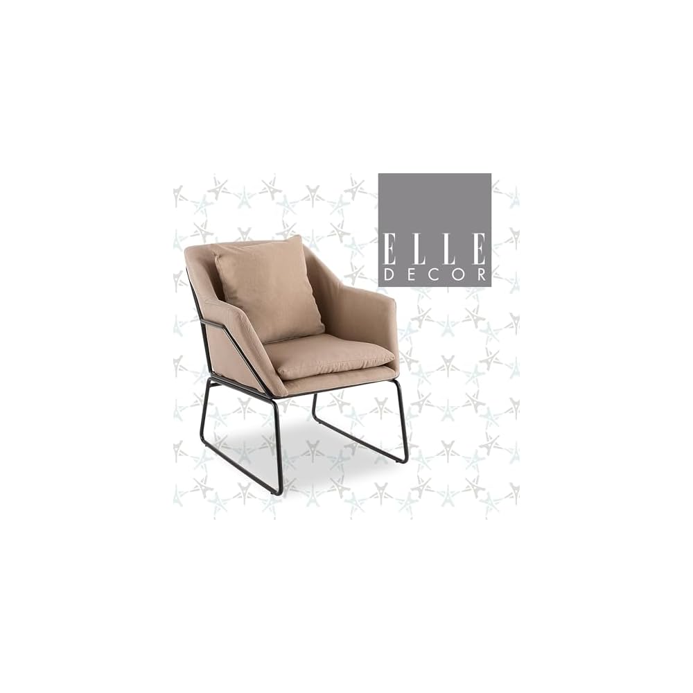Odile Accent Chair, Plush Back Cushion, Black Metal Frame, Modern Living Room Upholstery Furniture