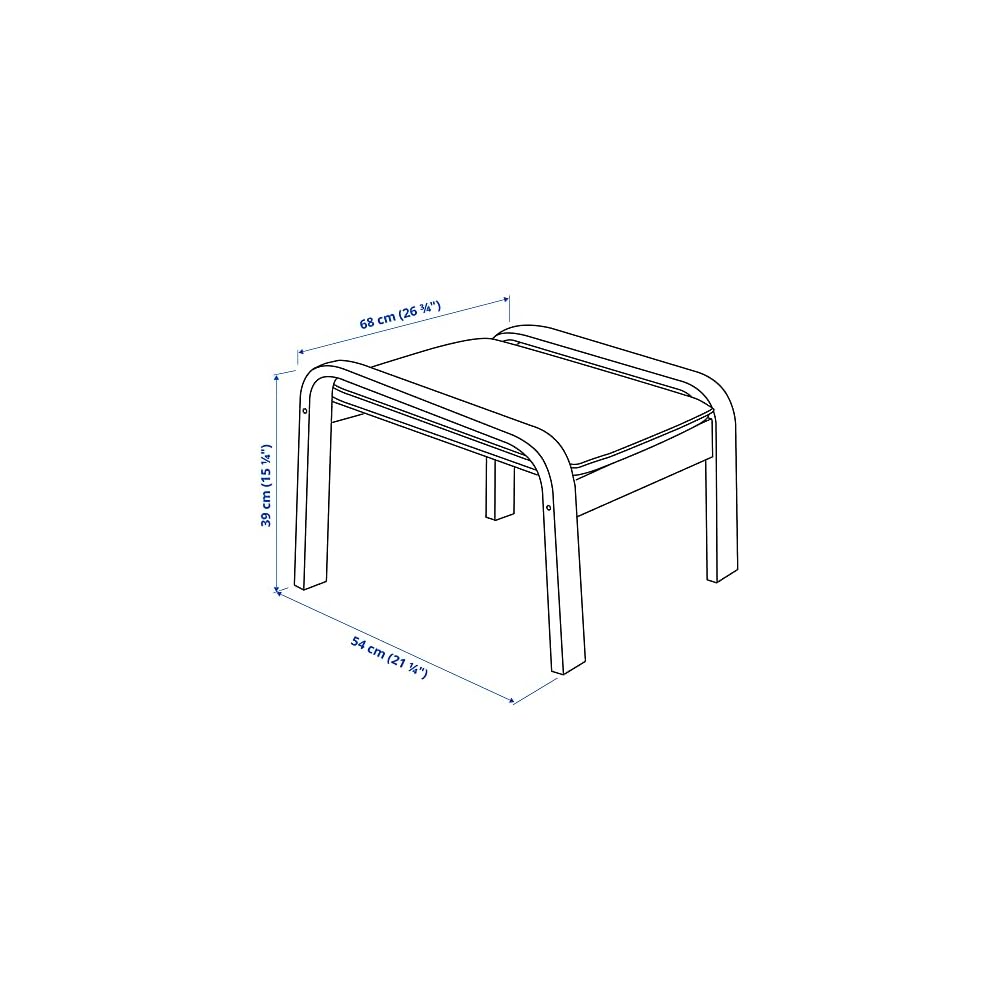 POÄNG Armchair and footstool, birch veneer/Hillared dark blue