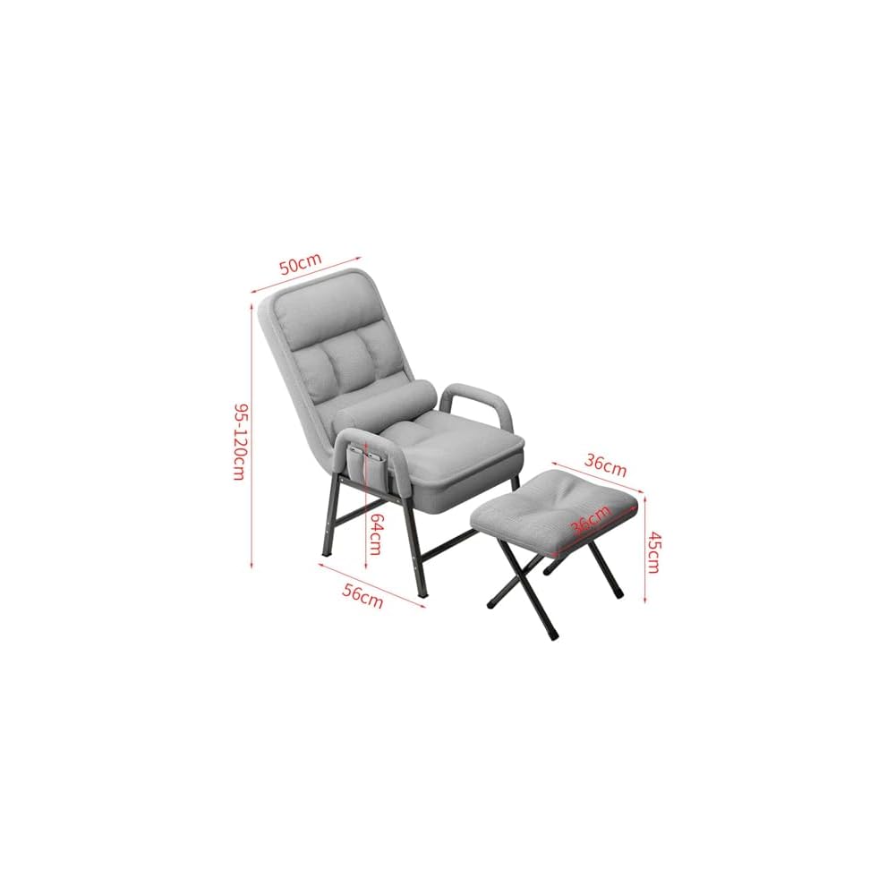 Modern Adjustable Backrest Loun Chair with Metal e – Comfortable Armchair with Footrest and Side kets for Living Room and Bedroom
