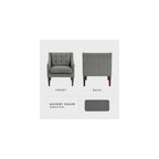 Living Room Accent Chair, Textured Fabric Upholstered Arm Chair with Button Tufted Back, Sloped Arms and Wooden Legs, Dark Gray