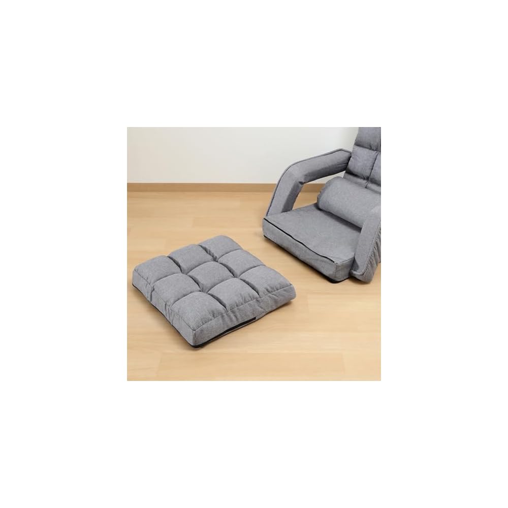 Fuji Boeki 60283 Chair Single Seater Sofa, 42 Tiers Gear, Reclining Function, 4-Way Seat Cushion, Cot, Ottoman, Width 26.4 x Depth 22.8 x Height 27.6 x Height 27.6 inches (67 x 58 x 70 cm), Gray