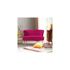 Contemporary Velvet Loveseat Sofa, Upholstered Loveseat Couch with Golden Metal Legs, Small Tufted 2-Seat Sofa Armless Love Seat for Living Room, Bedroom, Apartment Small Spaces, Fuchsia