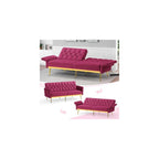 Velvet Sofa Bed w/Adjustable Armrests & Backrests, Fuchsia