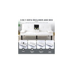 Futon Sofa Bed, Modern Convertible PU Leather Couch with Removable Armrests