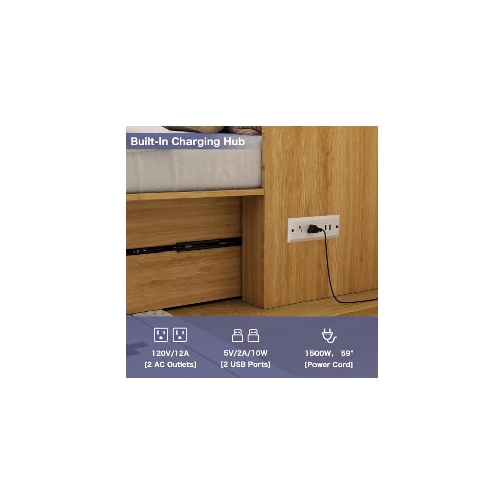 Full Size Murphy Bed Cabinet: Oak Foldable Murphy Bed