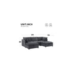98" Modular Sectional Sofa with Movable Storage Ottoman, U-Shaped Cloud Couch with Fold-Down Backrest Table, Charing Ports, Cup Holders, Chenille Deep Seat Sectional Couches for Living Room, Gray
