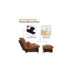 Accent Recliner Chair with Ottoman, Modern Fabric Armchair, Upholstered Sofa Bed for Living Room Bedroom, Small Space 4055 (Black Frame, Brown)