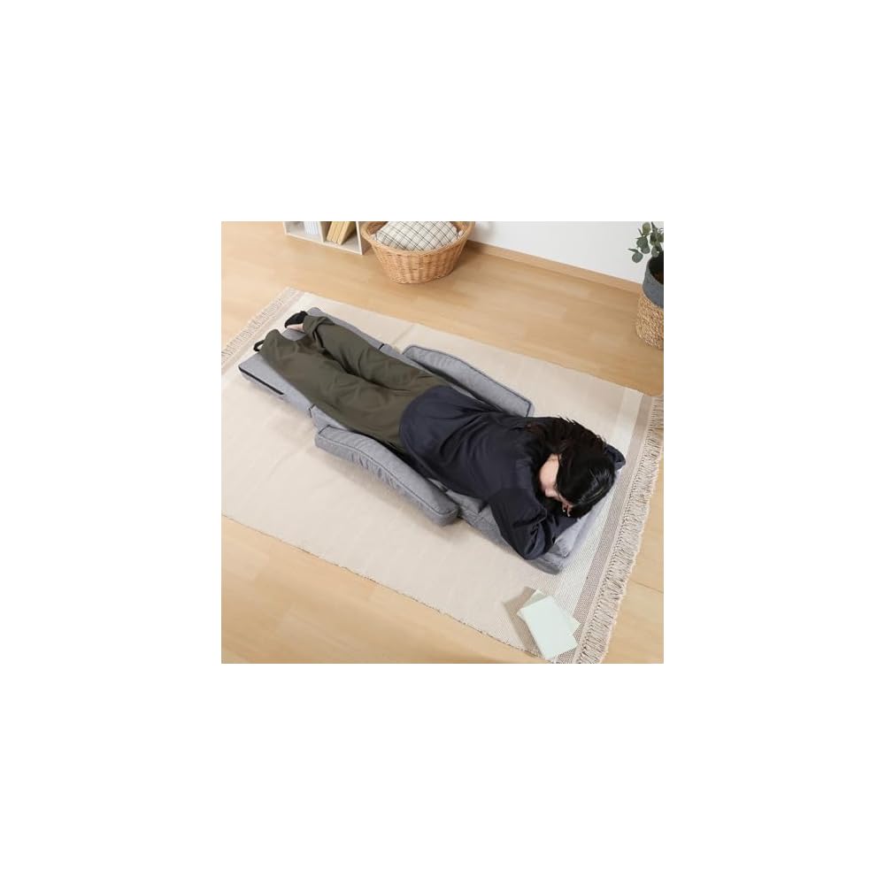 Fuji Boeki 60283 Chair Single Seater Sofa, 42 Tiers Gear, Reclining Function, 4-Way Seat Cushion, Cot, Ottoman, Width 26.4 x Depth 22.8 x Height 27.6 x Height 27.6 inches (67 x 58 x 70 cm), Gray