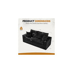 80" Boneless Loveseat Sofa, Cloud Couch with Layered Cushion, Small Couch Compressed Foam Sofa for Living Room, Apartment, Office, Black Corduroy
