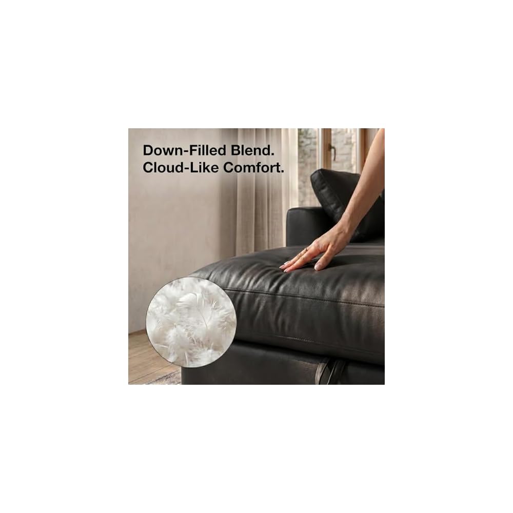 120" Oversized Cloud Modular Sectional Sofa for Living Room, L Shaped Cloud Couch with Storage Ottoman, Premium Faux Leather Sofa, Down-Filled Wide Deep Seat, Tool Free Assembly, Black