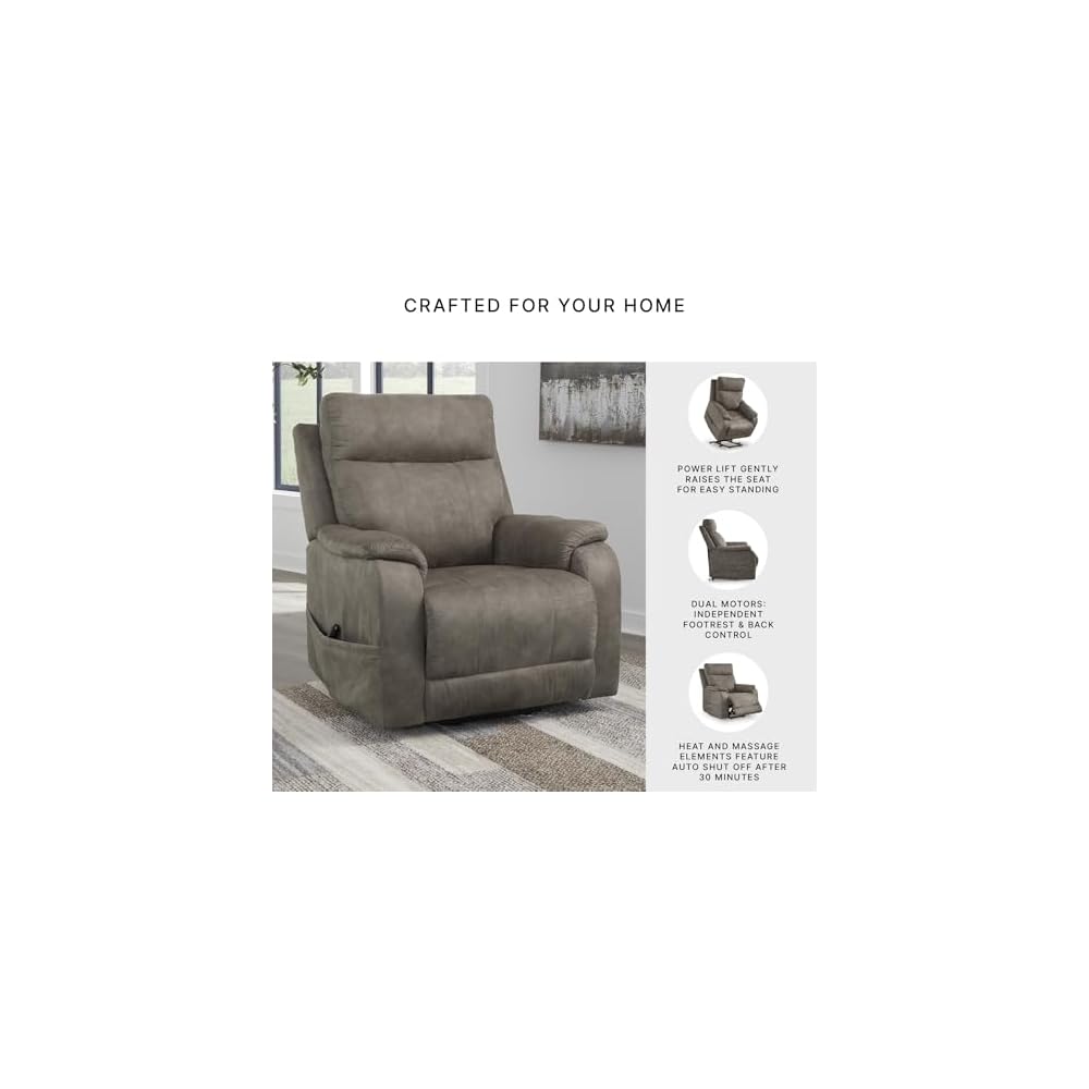Dual Motor Power Lift Recliner, Heat & Massage