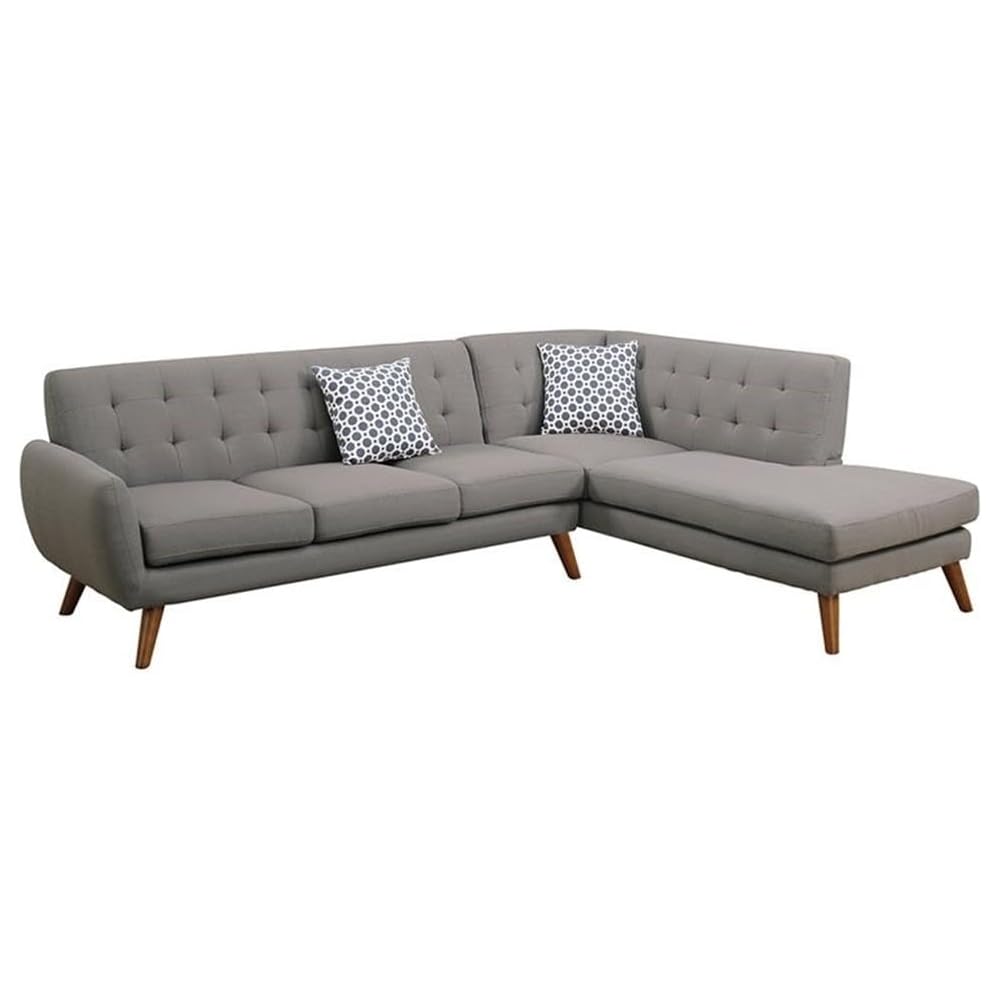Bobkona Belinda Linen-Like Polyfabric SECTIONAL in Grey