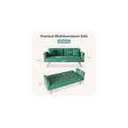 Modern 70" Velvet Sofa Bed Futon,Convertible Sleeper Couch with Adjustable Backrest, Split Back Loveseat with Golden Chrome Legs & 2 Pillows for Small Spaces,Living Room, Apartment (Green)