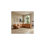 Breathing Leather Recliner Sectional Sofa, 5-Seat Power Reclining Sectional Couch with Adjustable Headrest&Storage Console, L Shaped Leather Couch for Living Room (Light Brown)