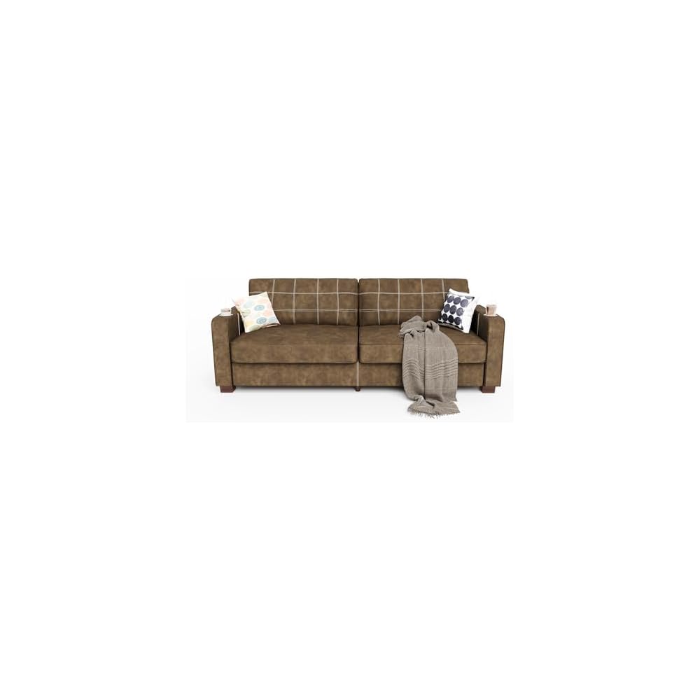 80 Inch Brown Faux Leather Sofa Couch