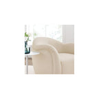 Compose Performance Velvet Swivel Armchair in Alabaster - Barrel Accent Chair - Comfy Round Single Sofa Chair with 360° Rotation - Modern Upholstered Club Chair for Living Room, Bedroom
