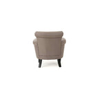 Brice Vintage Scroll Arm Studded Fabric Club Chair, Light Coffee / Dark Brown, 31D x 29.5W x 31.5H in