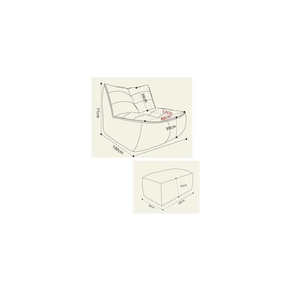 PU Lounge Chair American Luxury Home Furnishings Lying Down Sleeping Leisure Retro Caterpillar Lazy Sofa 110° Ergonomic Floor Recliner Single Seat Beanbag for Living Room Bedroom （with Footstool）