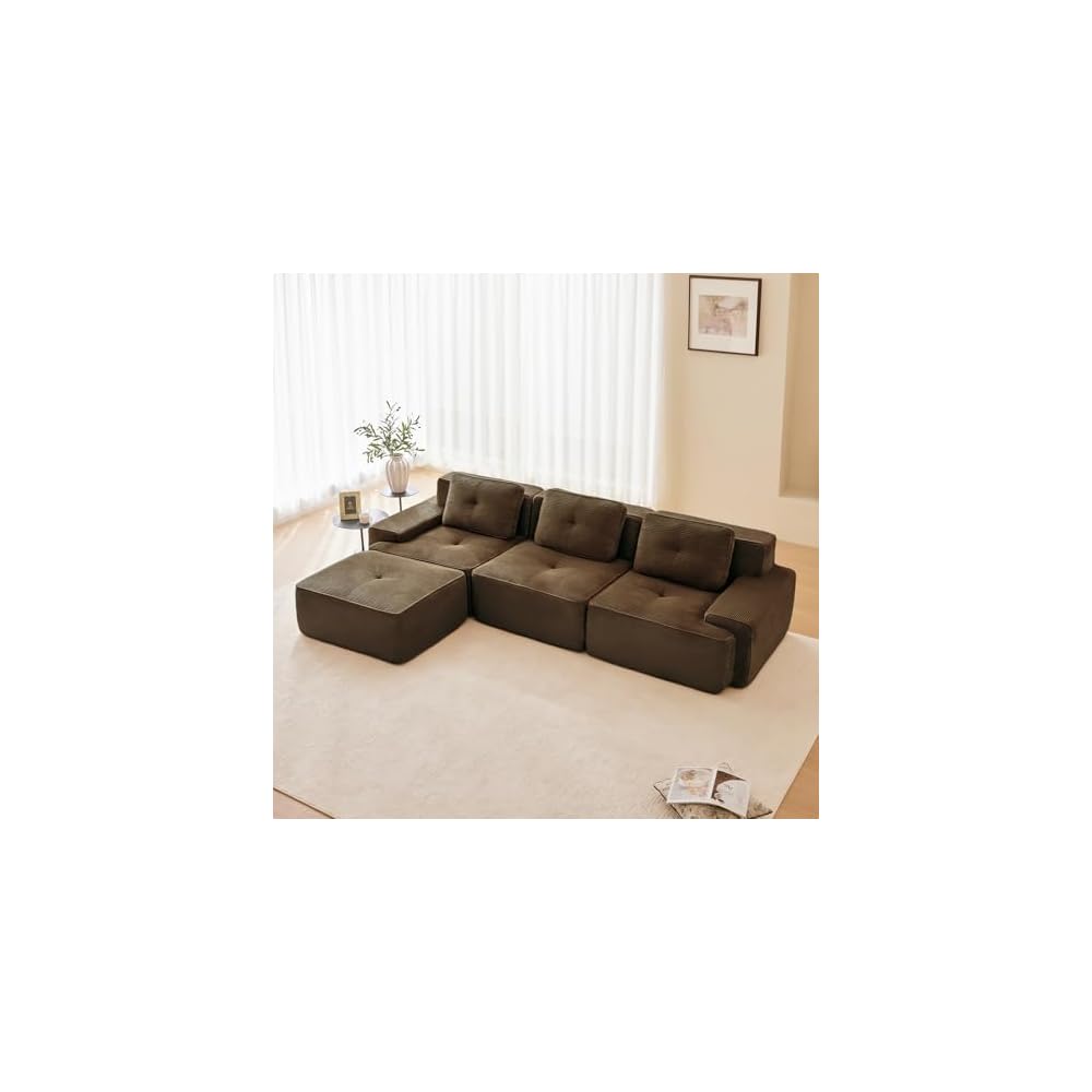 Corduroy Ottoman for Modular Sectional Sofa, Oversized Cloud Couch Set