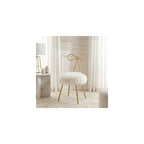 Tilly Accent Chair with Bow Detail, White Faux Fur