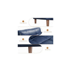 83” Blue Faux Leather Couch, 3 Seater Sofa Couches