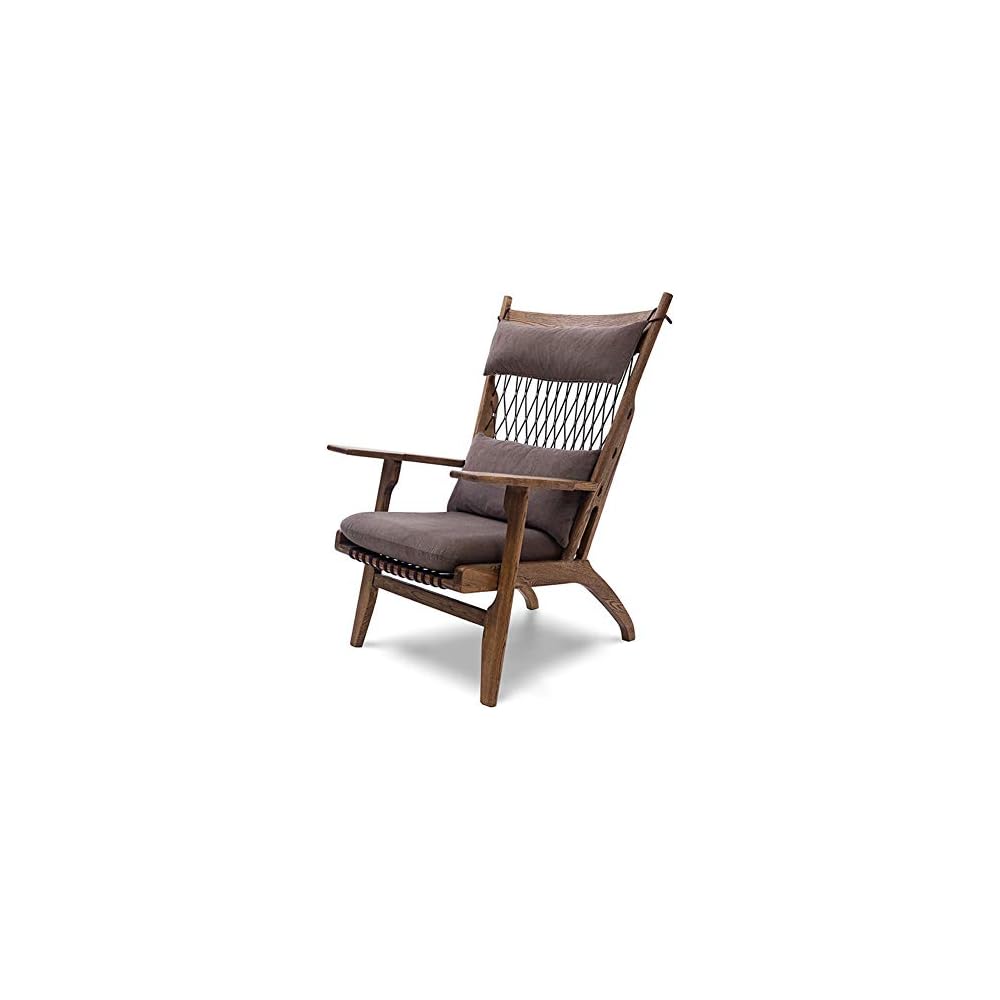 Renovation House Recliner Single Sofa Chair Simple Natural Ash Fabric Lounge Chair 80X74X108cm Walnut Color