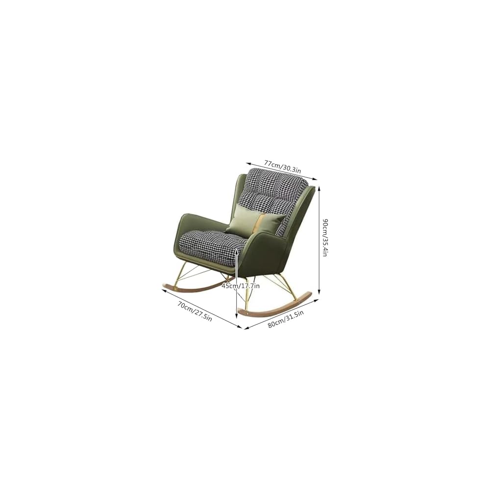 Modern Upholstered Rocking Chair with High Backrest & Armrests - Stylish Glider Chair for Living Room & Bedroom, Comfortable Green Rocking Armchair