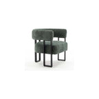 Accent Chair Grey Upholstered Teddy Velvet Single Sofa Modern Corner Round Padded Armrest Club Boucle Armchair for Living Room Bedroom Office Hotel Lounge Nursery Apartment Black Metal Stand