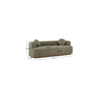 3 Seater Upholstered Sofa, Compression Couch with Solid Rubber Wood Base, Deep Seat Sofa with Accent Pillows, Modern Fabric Couch for Living Room or Apartment, Olive Green