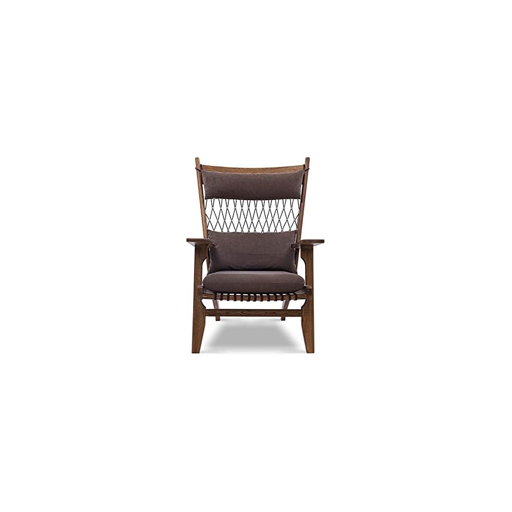 Renovation House Recliner Single Sofa Chair Simple Natural Ash Fabric Lounge Chair 80X74X108cm Walnut Color