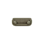 3 Seater Upholstered Sofa, Compression Couch with Solid Rubber Wood Base, Deep Seat Sofa with Accent Pillows, Modern Fabric Couch for Living Room or Apartment, Olive Green