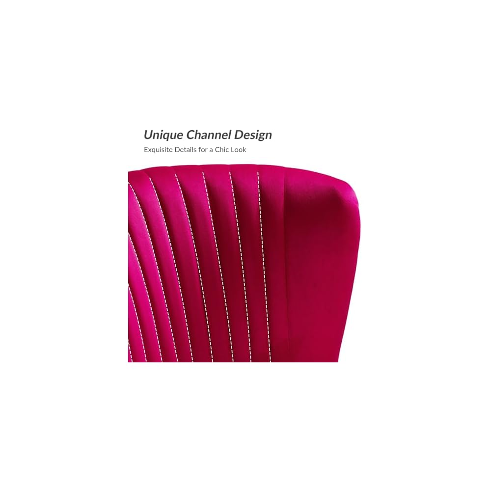 Contemporary Velvet Loveseat Sofa, Upholstered Loveseat Couch with Golden Metal Legs, Small Tufted 2-Seat Sofa Armless Love Seat for Living Room, Bedroom, Apartment Small Spaces, Fuchsia