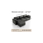 120" Oversized Cloud Modular Sectional Sofa for Living Room, L Shaped Cloud Couch with Storage Ottoman, Premium Faux Leather Sofa, Down-Filled Wide Deep Seat, Tool Free Assembly, Black