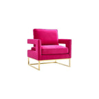 The Avery Collection Modern Style Living Room Den Leather Upholstered Armchair with Gold Legs, Navy