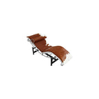 Le Corbusier Style LC4 Chaise Lounge Chair Reproduction - Brown & White Pony Leather