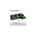 113" Oversized Modular Sectional Sofa, L Shaped Comfy Cloud Couch Sectional with Removable Cover, Wide Deep Seat Modern Sofa, Couches for Living Room, Bedroom and Apartment, Chenille, Green