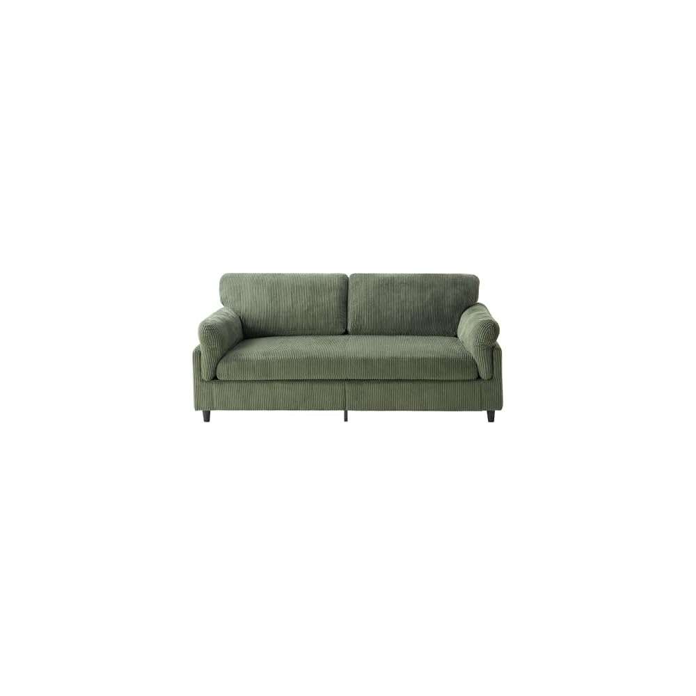 82.6" Corduroy Loveseat Sofa, Mid-Century Modern 2-Seater Couch, Upholstered Corduroy Sofa for Living Room, Bedroom, Green