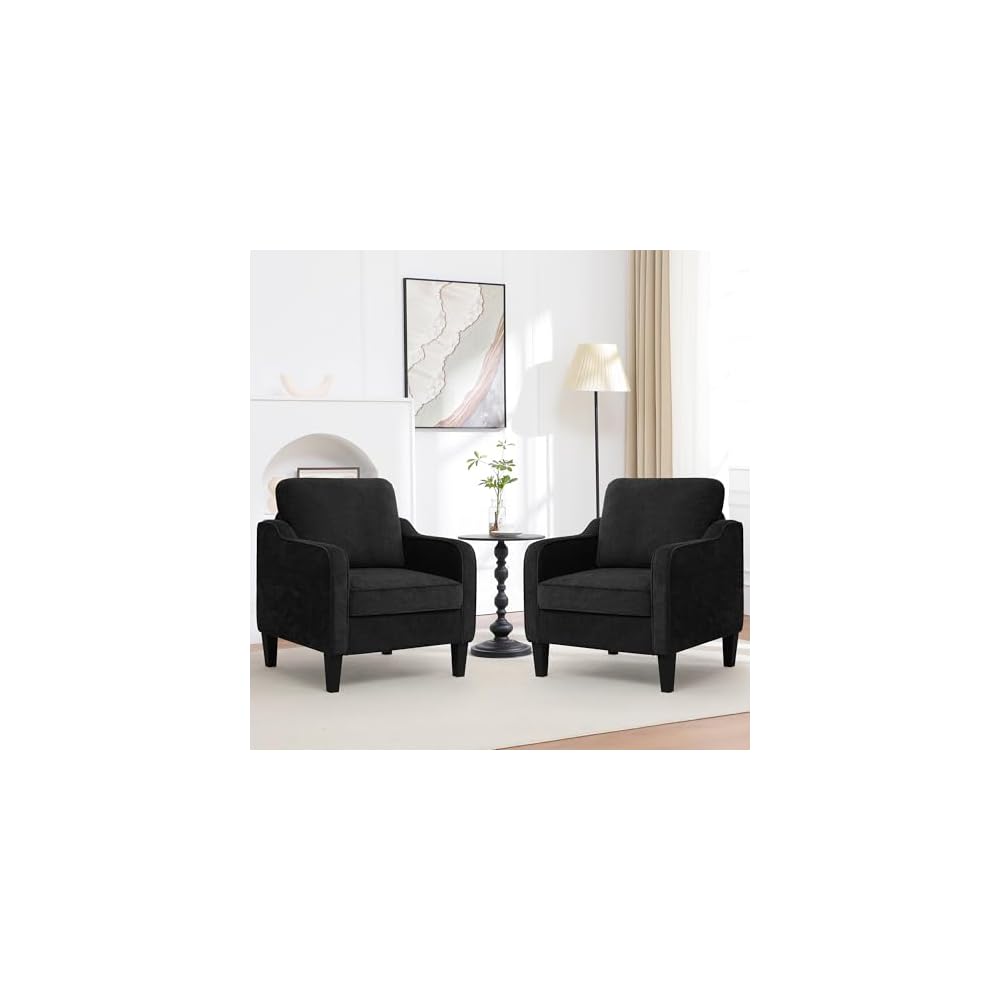 Accent Chair for Living Room, Mid Century Modern Reading Chair for Bedroom, Upholstered Armchair with Side Pockets, Comfy Single Sofa Side Chair for Office, Apartment, Small Room, Light Brow