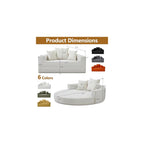 67" Convertible Sleeper Sofa Bed Upholstered Round, White Boneless Folding Sofa Bed Couch for Living Room Oversized Round Reading Chair for Bedroom Apartment