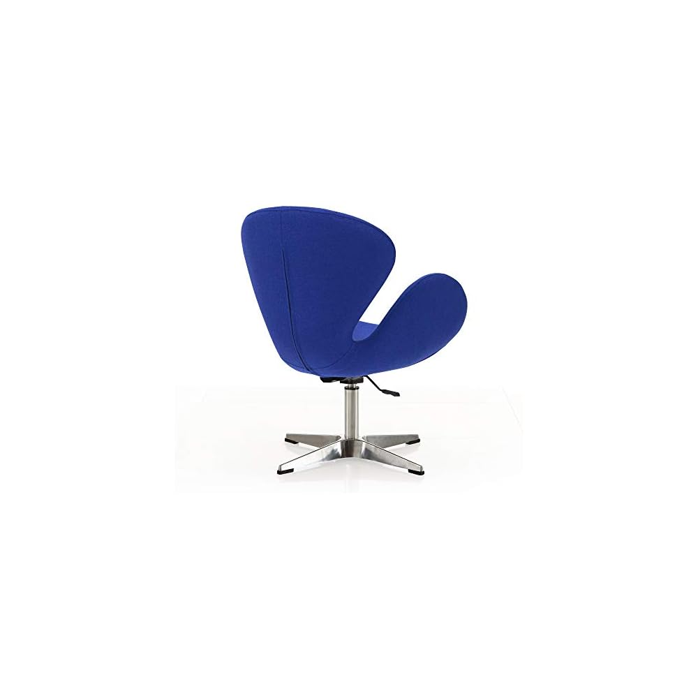 Raspberry Adjustable Swivel Accent Chair with 360° Turn, Polished Chrome Base, Modern Retro Design, Versatile Seat Ideal for Any Room, Set of 1, Blue