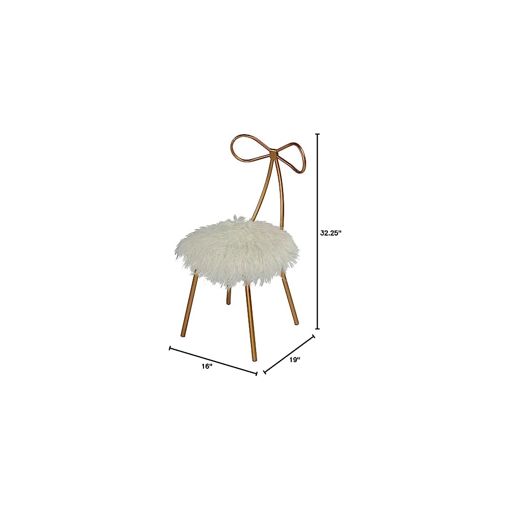Tilly Accent Chair with Bow Detail, White Faux Fur
