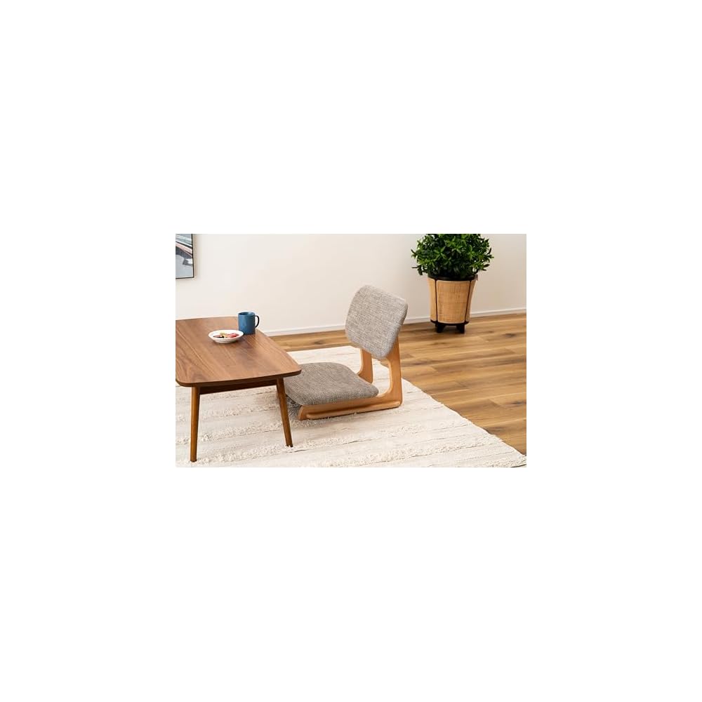 Zen Floor Chair, Beige, Beech Wood Frame, D:22.05" x W:19.69" x H:20.48" x SH:4.73" (56x50x52x12cm), NOC-51BE