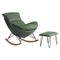 Technology Fabric Rocking Chair, Matching Footstool, Mid Century Armchair, Indoor Relax Rocking Chair, Single Home Recliner, Casual Living Room Small Balcony Rocker ( Color : Green , Size : 85*66*85cm