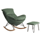 Technology Fabric Rocking Chair, Matching Footstool, Mid Century Armchair, Indoor Relax Rocking Chair, Single Home Recliner, Casual Living Room Small Balcony Rocker ( Color : Green , Size : 85*66*85cm