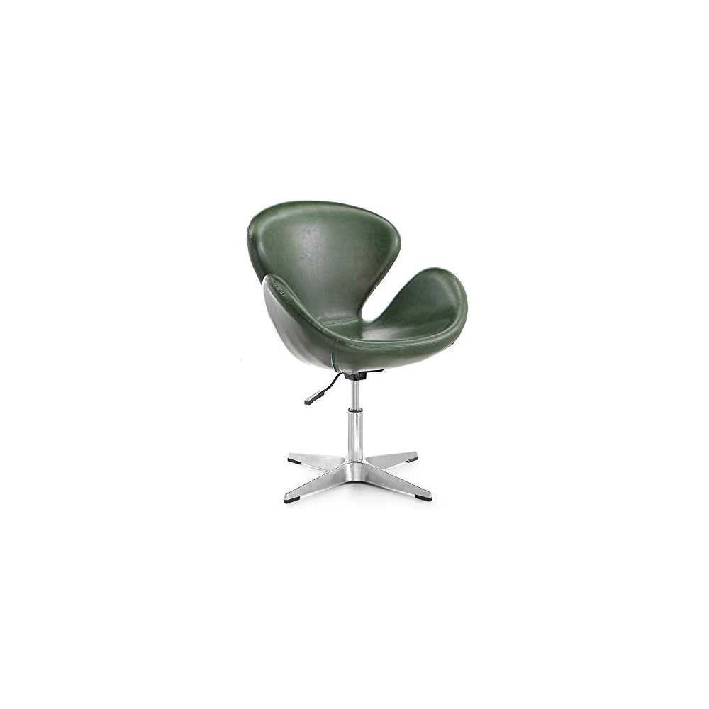 Raspberry Adjustable Swivel Accent Chair with 360° Turn, Polished Chrome Base, Modern Retro Design, Versatile Seat Ideal for Any Room, Set of 1, Blue