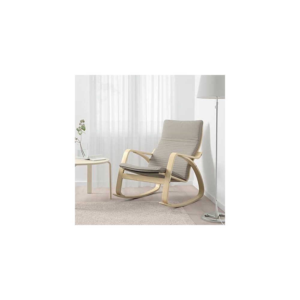 POÄNG Rocking-chair, birch veneer/Knisa light beige